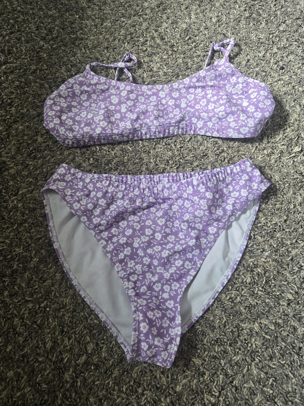 Purple Floral Kids Two-Piece Swim Set
